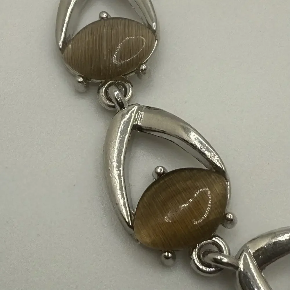 Two Silver Tone Bracelets Mother of Pearl Bangle 7.75” Glass Stone Tennis 7.5” - Picture 6 of 9